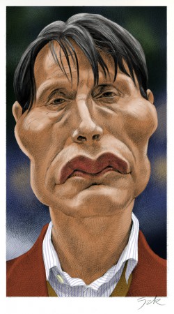 Mads Mikkelsen ( Hannibal) - Crayon sur papier, couleurs numériques.