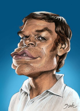 Michael C. Hall ( Dexter) - Crayon sur papier, couleurs numériques.